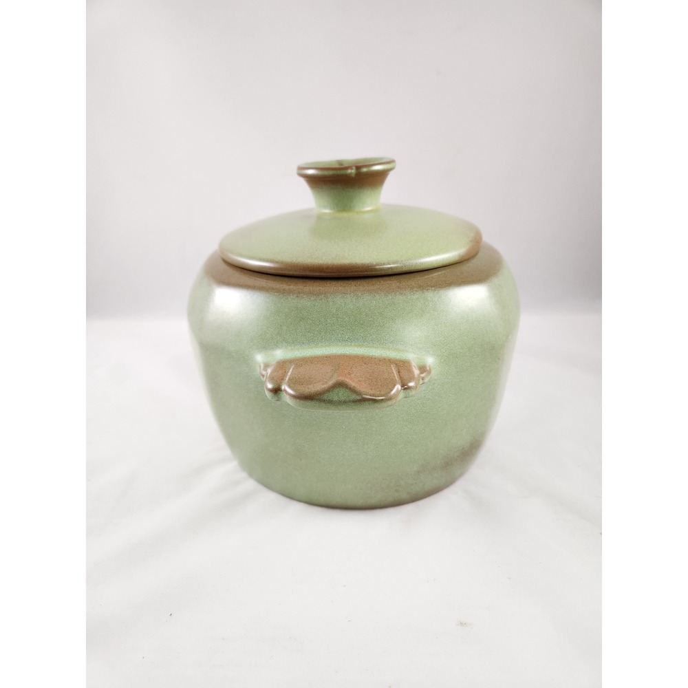 Vintage MCM Prairie Green Frankoma 2 piece Casserole Baker Bean Pot with Lid 5W - Picture 5 of 8